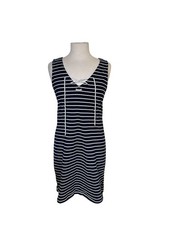 Lauren Ralph Lauren M Dress Navy Stripe Coastal Nautical Preppy Fishermancore