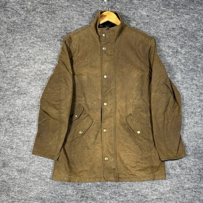 Barbour Lundy Traveller Jacket Mens M Brown Wax Utility Barn Field Coat Oilskin