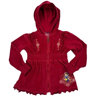 Disney Snow White Girls 4T Velour Hoodie Dress Red Princess Zip Jacket - Image 1 of 4