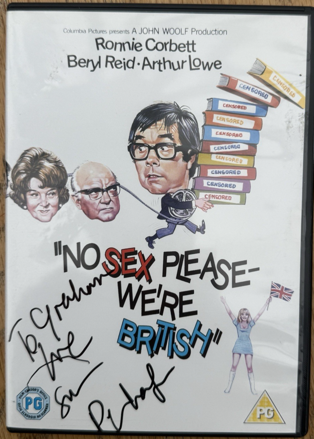 No Sex Please, We're British 1982 DVD Sleeve Signed By Susan Panhaligon