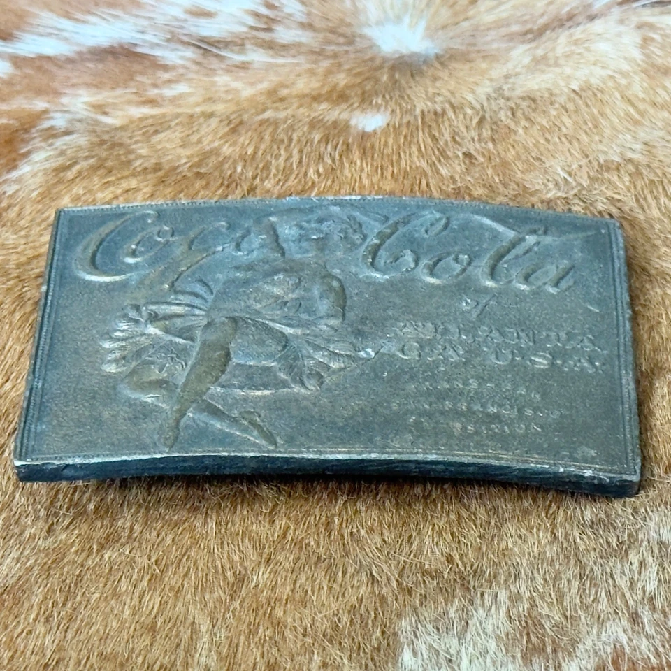 Hebilla de cinturón de latón vintage Coca Cola de Atlanta GA Trans-Pan San Francisco Expo Foto 4 de 4
