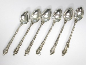 1900s 12 Silver Plated Apostle Demitasse Spoons Made in Italy - 4-1/8" x 3/4"