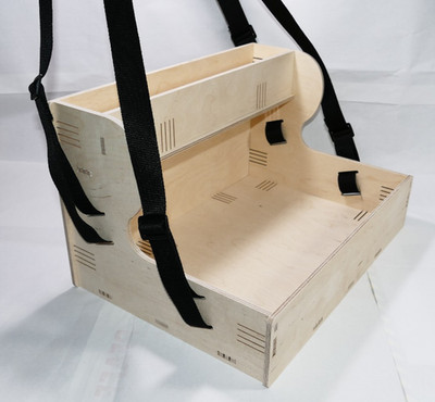 Nostalgie Holz Bauchladen hell mit Oberlade 2 Gurte JGA Catering 42 cm x 30 cm