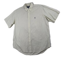 Polo Ralph Lauren Shirt Mens Large Yellow Check Blake Short Sleeve Button Down