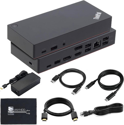 90W Docking Station for Lenovo Thinkpad DisplayPort USB-C Cable &Dual 4K Display