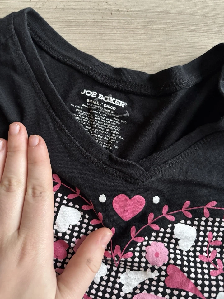 Top Boxers Pink Lovebirds Negro Manga Larga Y2K Joe Talla Pequeña Foto 4 de 4