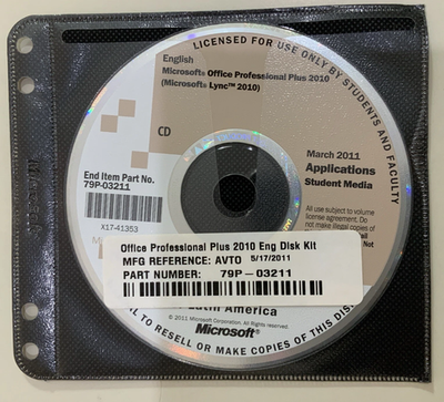 #ad Microsoft Office Professional Plus 2010 3 Discs Student amp; Faculty Sealed $65.00