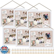 Teling 6 Pack Wood Bulletin Boards with Linen 12''x 16'' Cork Board for Walls