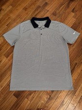 MENS NIKE GOLF DRI FIT SHORT SLEEVE NAVY/WHITE STRIPED POLO GOLF SHIRT SIZE XL