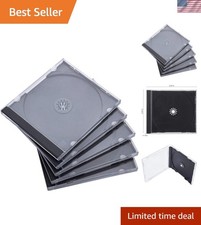 10.4 mm Standard Single Clear CD Jewel Case with Assembled Black Tray, 50 Pack