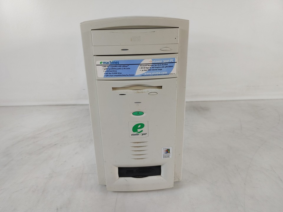 Vintage eMachine eTower 300K AMD K6-2/300AFR 300 MHz 128 MB SDRAM PC ...