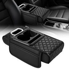Car Armrest Cushion,5-in-1 Center Console Cover with 2 Storage Bags Cup Black-A