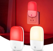 2 Pack 670nm Red Light Night Light Auto Dusk Dawn Sensor Sleep Therapy Lamp