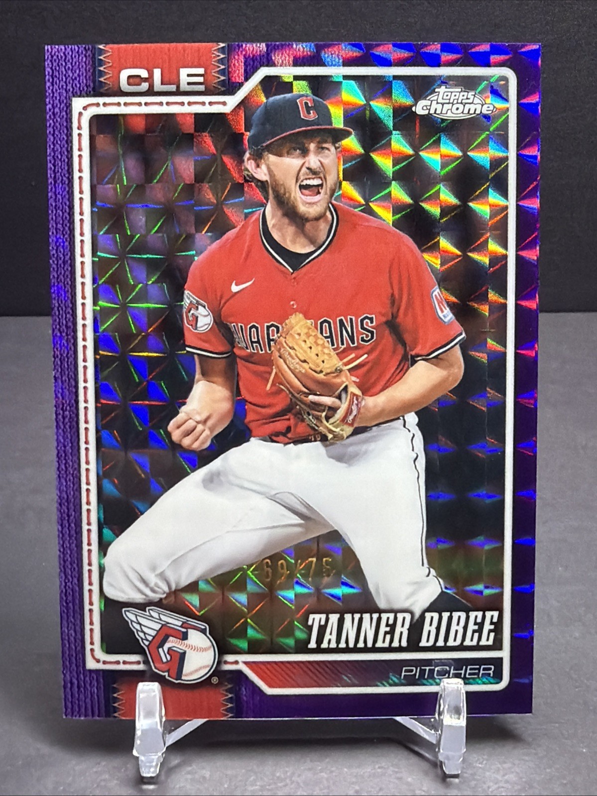 2026 Topps Chrome Baseball Tanner Bibee #89 Purple Geometric /75