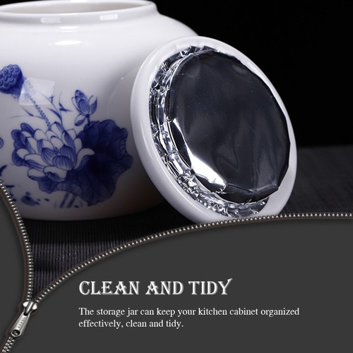 Tarro sellado de porcelana azul y blanco bote de té chino soporte para medicamentos - Imagen 12 de 12