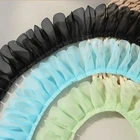 5.5 Yards Pleated Chiffon Organza Trim - Scallop Lace Edge Gathered Ribbon 1.5"
