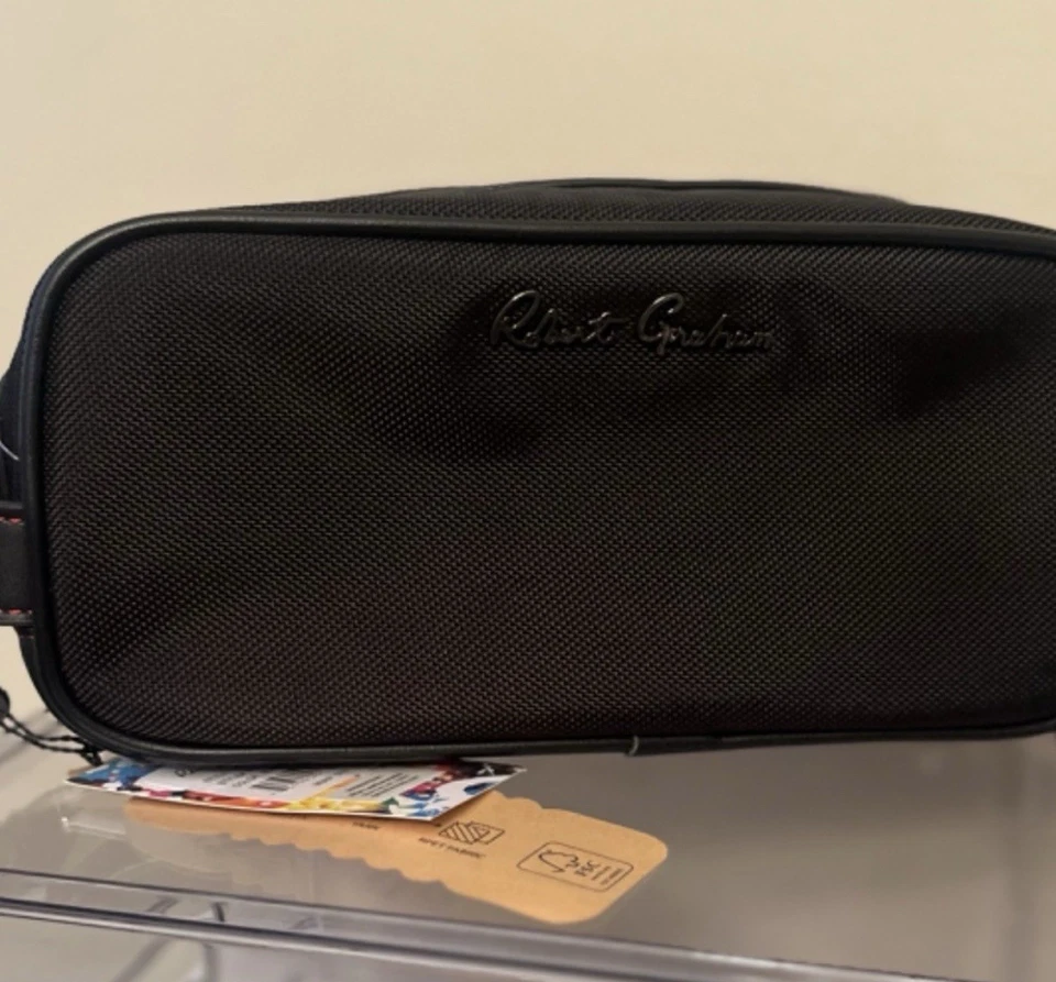 Bolsa de aseo negra Robert Graham Hydrus Max para hombre botellas de viaje embudo NUEVO Foto 3 de 4