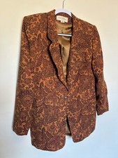 Vintage 80s Jones New York Blazer 10 Paisley 100 Wool Academia Equestrian USA