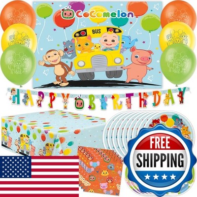 CoComelon Birthday Party Supplies Set - Backdrop, Balloons, Plates, Napkins