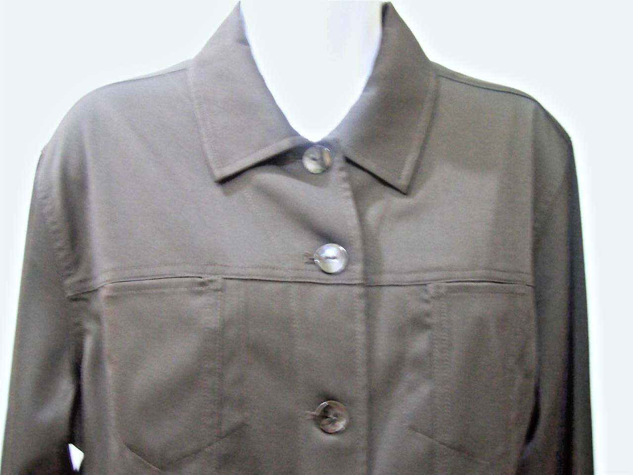 Chico's Top 2 L Large Solid Brown Button Front Lo… - image 2