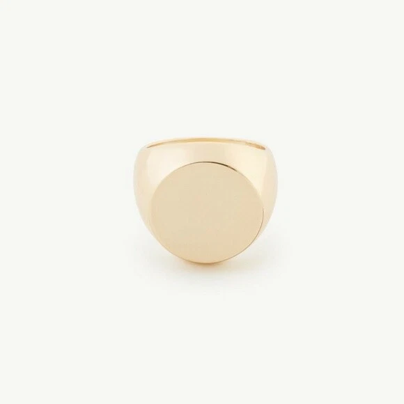 Ann Taylor Women's Roundy Shiny Matte Modern Signet Ring Sz 8 NWT 39.50 GOLD - Image 2 of 4