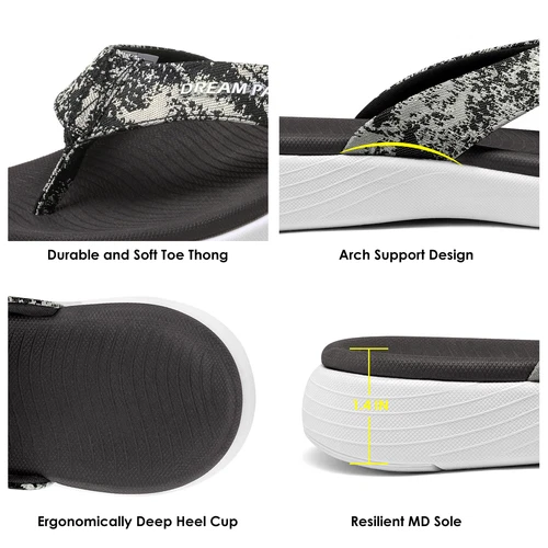 Women Arch Support Flip Flops Thong Sandals Outdoor Walking Beach Sandals - Picture 4 of 29