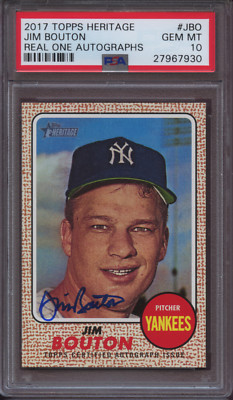 2017 Topps Heritage Real One Autographs Jim Bouton PSA 10 Gem Mint Auto Pop 3