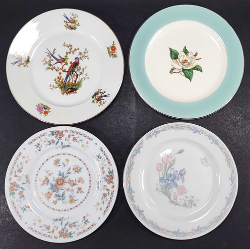 4 Mismatched China Salad Plates Mix and Match Shabby Granny Plate Collection - Picture 2 of 9
