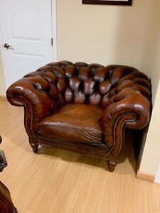 Rustic Artisan Chestnut Brown Leather, Rustic Leather Armchair