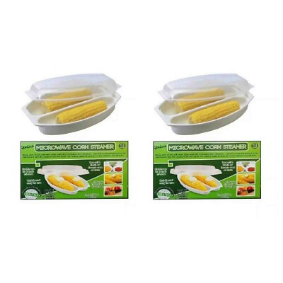 2X Mikrowelle Mais Dampfgarer Maiskolben Fettfrei Hühneraugen Einfach Küche Topf UK NEU