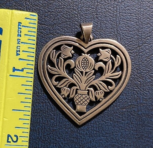 James Avery Herz Granatapfel Blumen Vase großer Anhänger Sterlingsilber nicht mehr produziert - Bild 4 von 9
