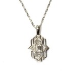 New 14k white gold .33ct emerald diamond Art Deco Vintage pendant necklace chain — photo 10