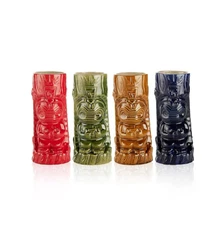 LEMONSODA Ceramic Hawaiian Tiki Glasses (Set of 4)