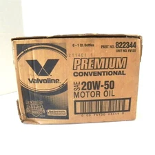 VALVOLINE #822344 PREMIUM CONVENTIONAL MOTOR OIL SAE 20W-50 1 BOX OF 6 BOTTLES