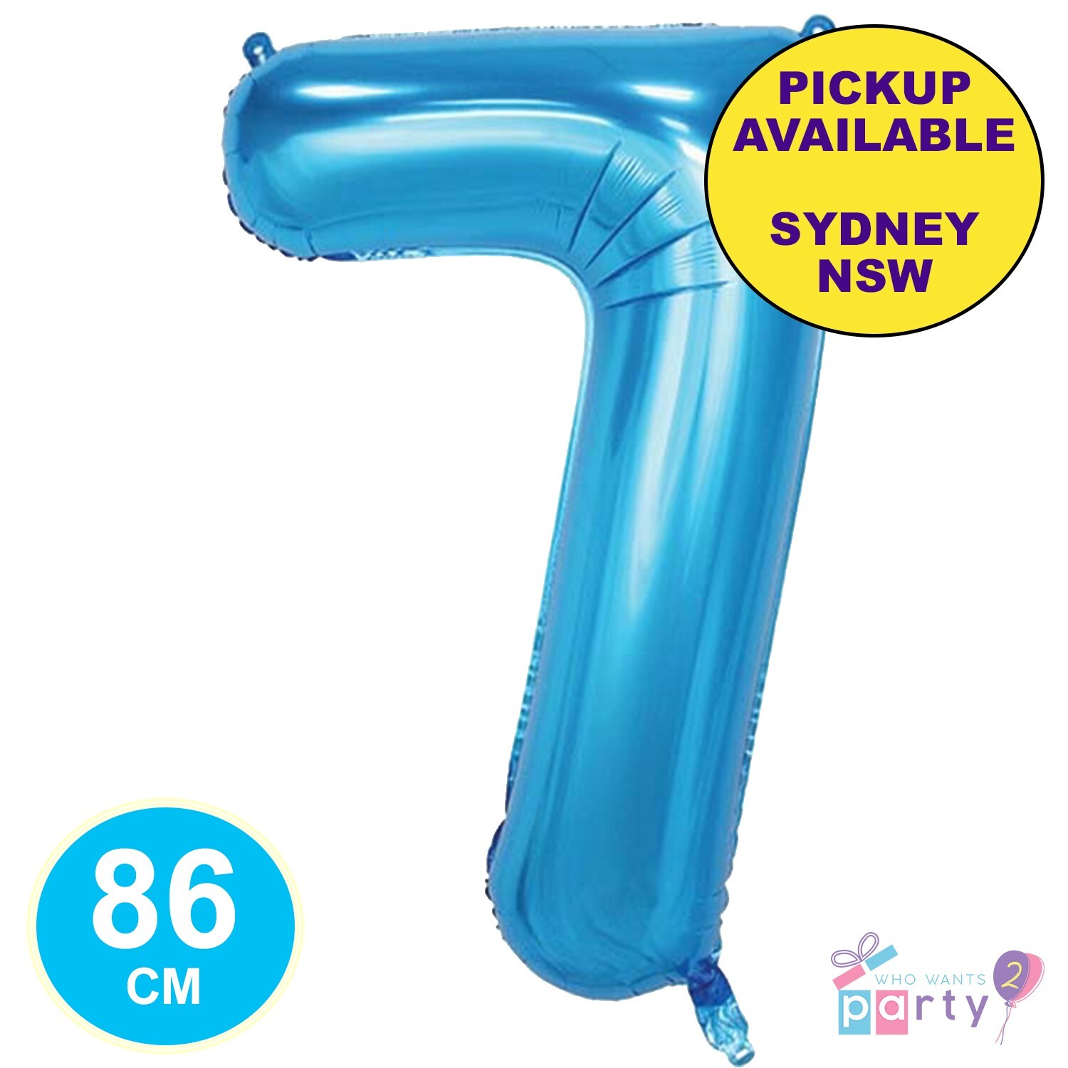Blue 7th Birthday Decorations - 40 Inch Giant Number 7 Balloon & Party Set