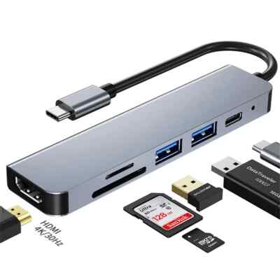 Multiport USB C Hub, USB C Adapter mit 4K HDMI Ausgang, 2 USB 3.0-Anschlüsse HUB