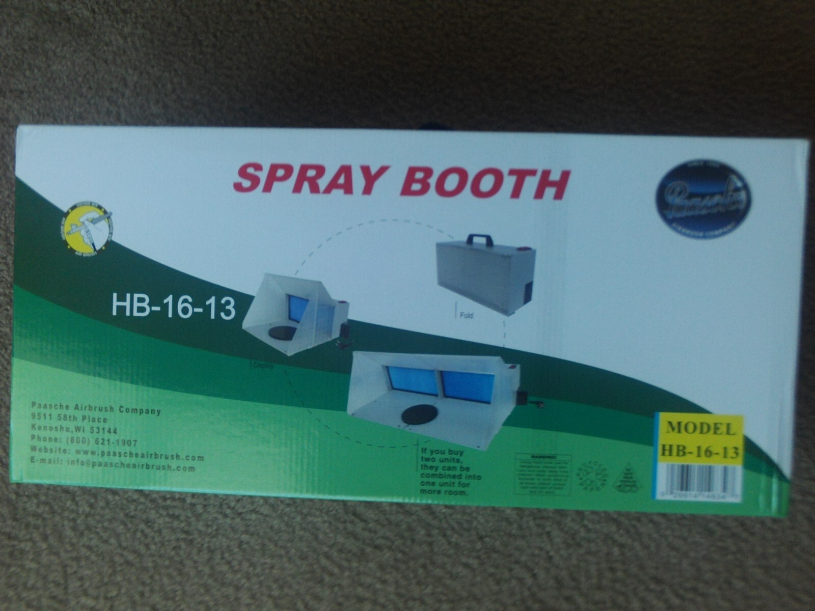 PAASCHE AIRBRUSH PAINT BOOTH, BLUE, WITH E. MOTOR FOR VENTING FACTORY