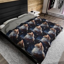 Soft Plush Pattern Blanket Merry Christmas Majestic Cat Lovers Owners Mom Gifts