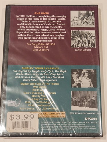 Our Gang & Shirley Temple Classics Double Feature DVD, NIOP, Not Rated - Picture 2 of 2