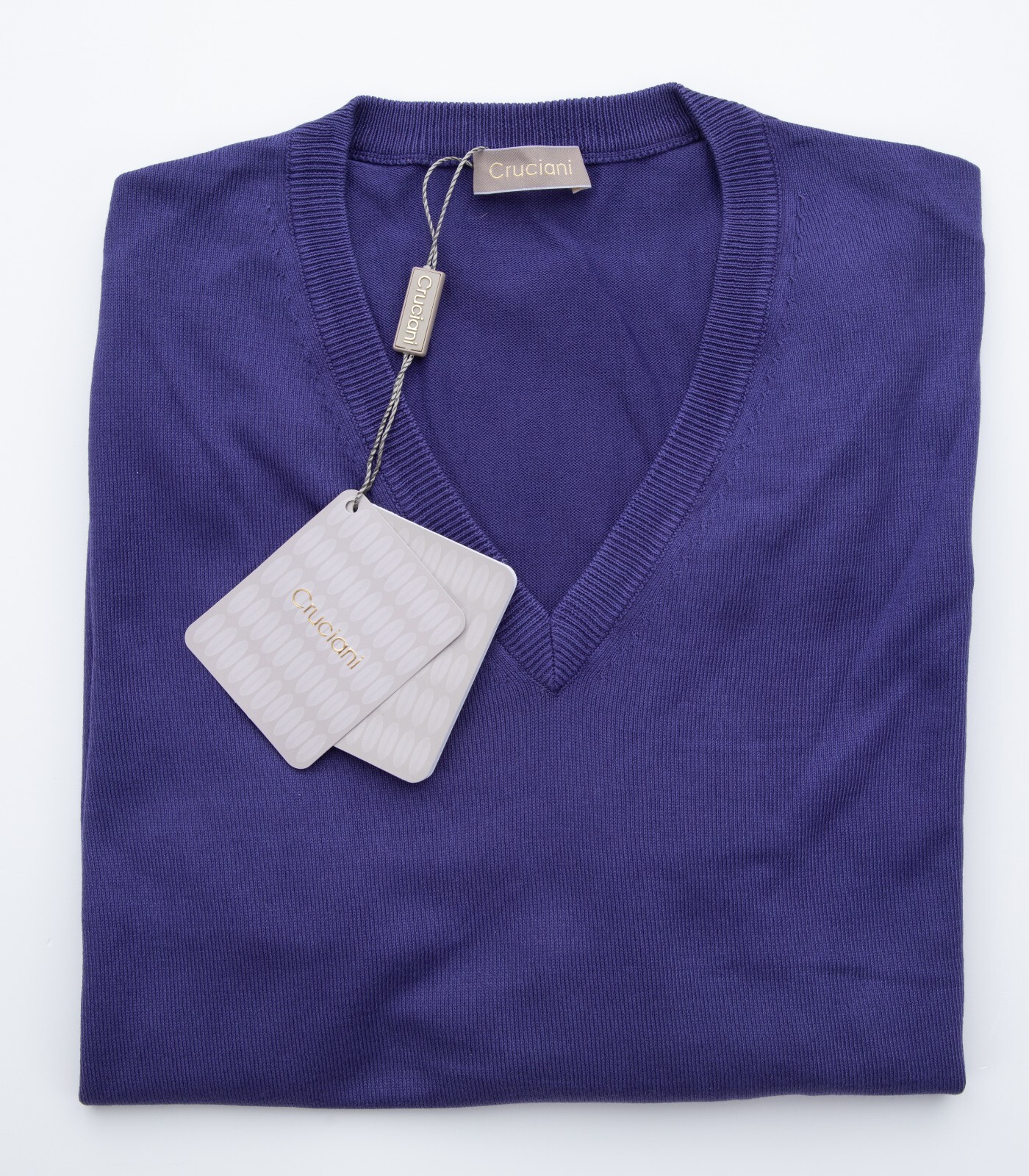 NWT CRUCIANI Фиолетовый хлопковый пуловер легкой вязки с V-образным вырезом S EU 48 37890₽