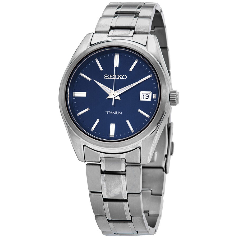 Seiko Men's Essentials Blue Dial Titanium Quartz Watch - SUR373P1