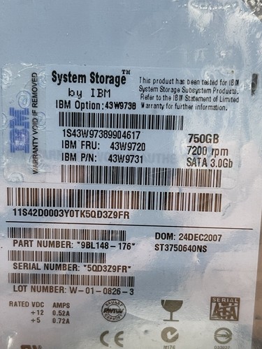 Disco duro IBM ST3750640NS Sata 9BL148-176 (750 GB) - Imagen 2 de 3