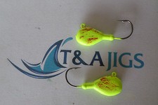 1/2 oz Blackfish Tautog Jig Heads pack of 12 Gree/Chartreuse w/red T&A JIGS 