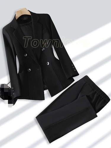 Ladies Pant Suit Formal Women Office Blazer Trouser 2 Piece Set with Pocket - Picture 3 of 20