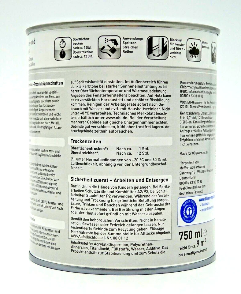 PU Fenster- & Türenlack blockfester PU-Acryllack deckend glänzend / seidenmatt - Bild 4 von 4