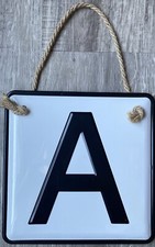 Metal Monogram W/Hanging Rope Letter A 8.7 X 0.39 X 8.7 in Wall Decor