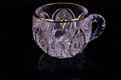 Kristallglas Bowle Set 6 Personen Nachtmann mit Goldstaffage guter Zustand - Bild 9 von 13