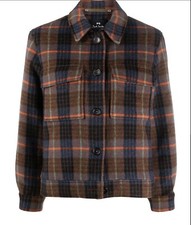 Paul Smith Casual Jacket Overshirt Brown Check In Womans Size 42 Brand New