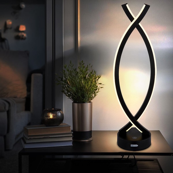 Tischleuchte Nachttischlampe Beistellleuchte Led Touchdimmer Schwarz Opal Akku-image
