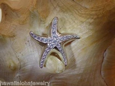 20.5MM RHODIUM PLATED OVER SOLID 925 SILVER HAWAIIAN STARFISH CZ SLIDE PENDANT